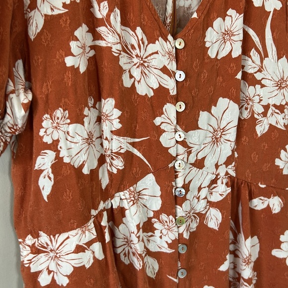 Anthropologie Dolan Nancy Jumpsuit Brown Floral Short Sleeve Wide Leg Boho Sz S - Picture 7 of 16